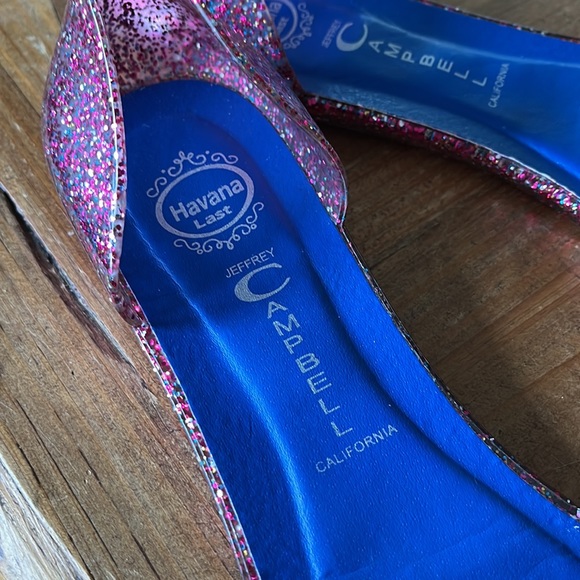 JEFFREY CAMPBELL HAVANA LAST PINK GLITTER JELLY D’ORSAY FLATS.  SIZE 9 - Picture 9 of 10